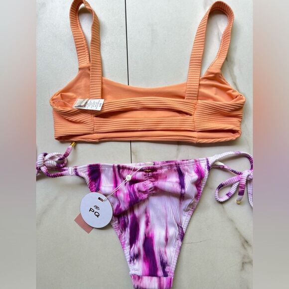 Nwt Anthropologie l*space jess apricot top PilyQ spell tie dye bikini - Picture 2 of 3